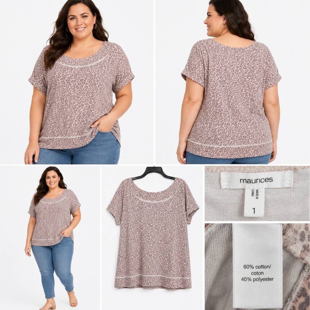 Maurices 1x Plus Pink Animal print Sweater